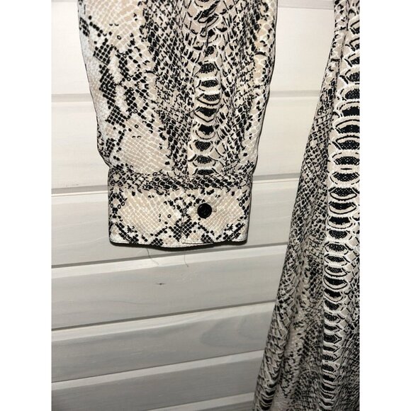 NWT Fred David Sz PLUS 1X Khaki Gray Snake Print Dipped Hem Popover Tunic - Picture 4 of 12